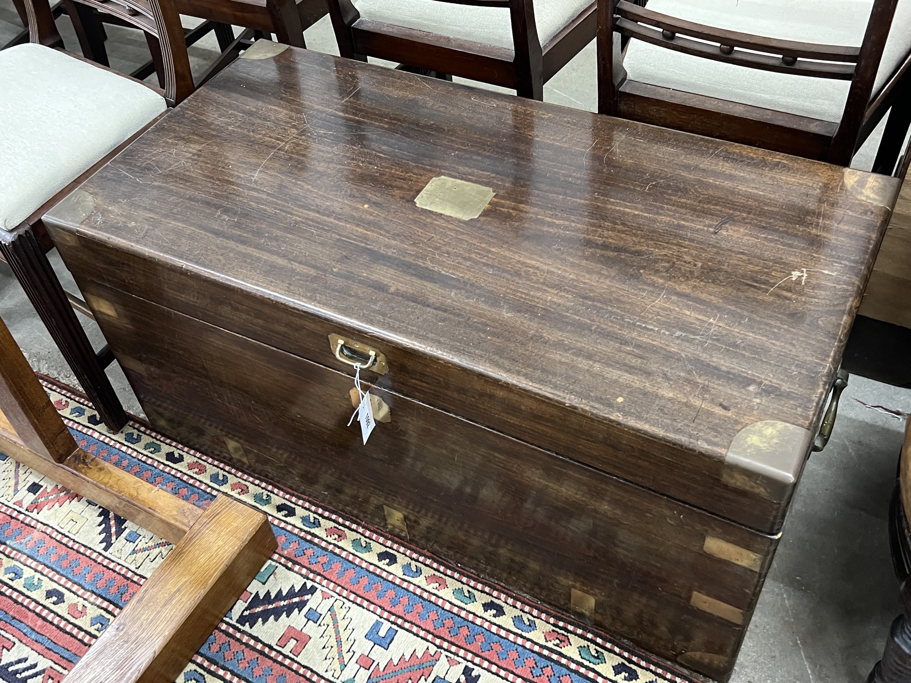 A 19th century brass mounted camphorwood trunk, length 104cm, depth 52cm, height 49cm